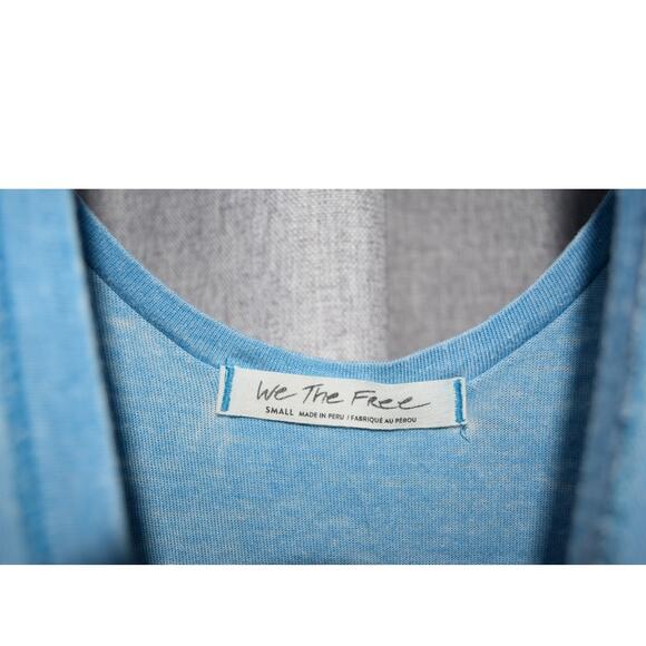Free People We The Free Blue Raw Hem Deep V Neck Tee Womens Small - Picture 3 of 4